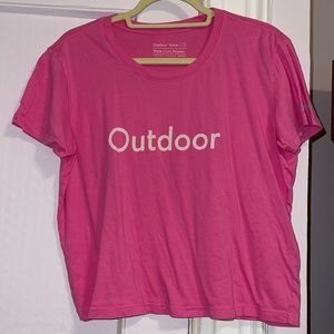Outdoor Voices LA pink cropped graphic t shirt